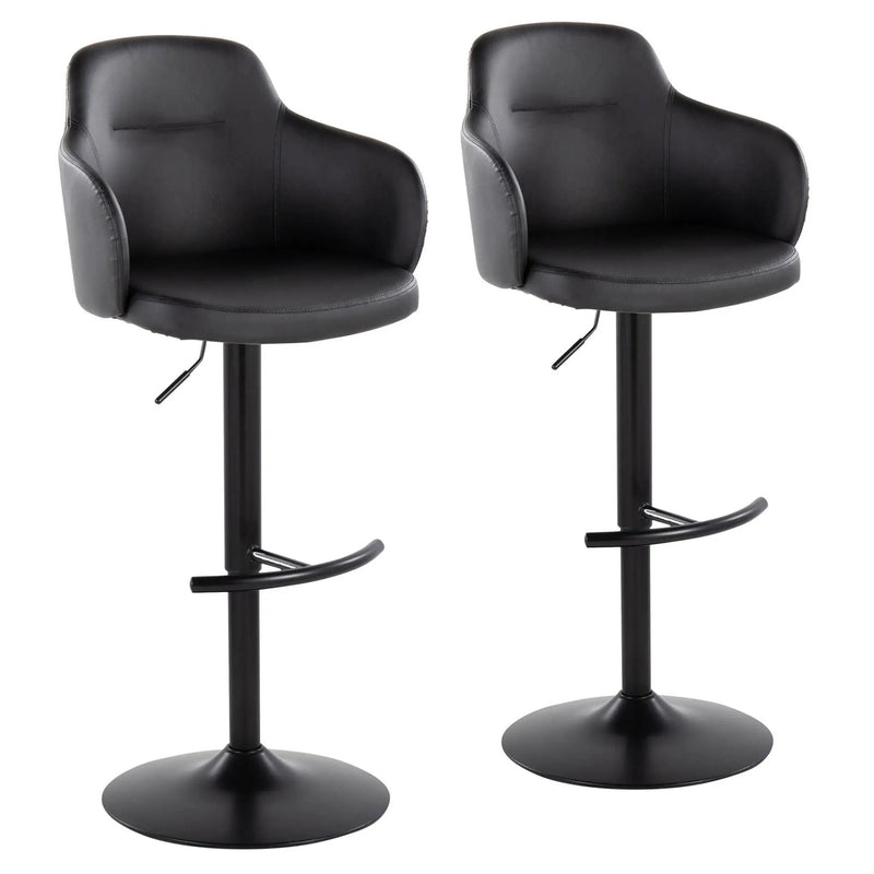 Boyne - Contemporary Adjustable Barstool With Swivel With Rounded T Footrest (Set of 2) by HouseOfZazla