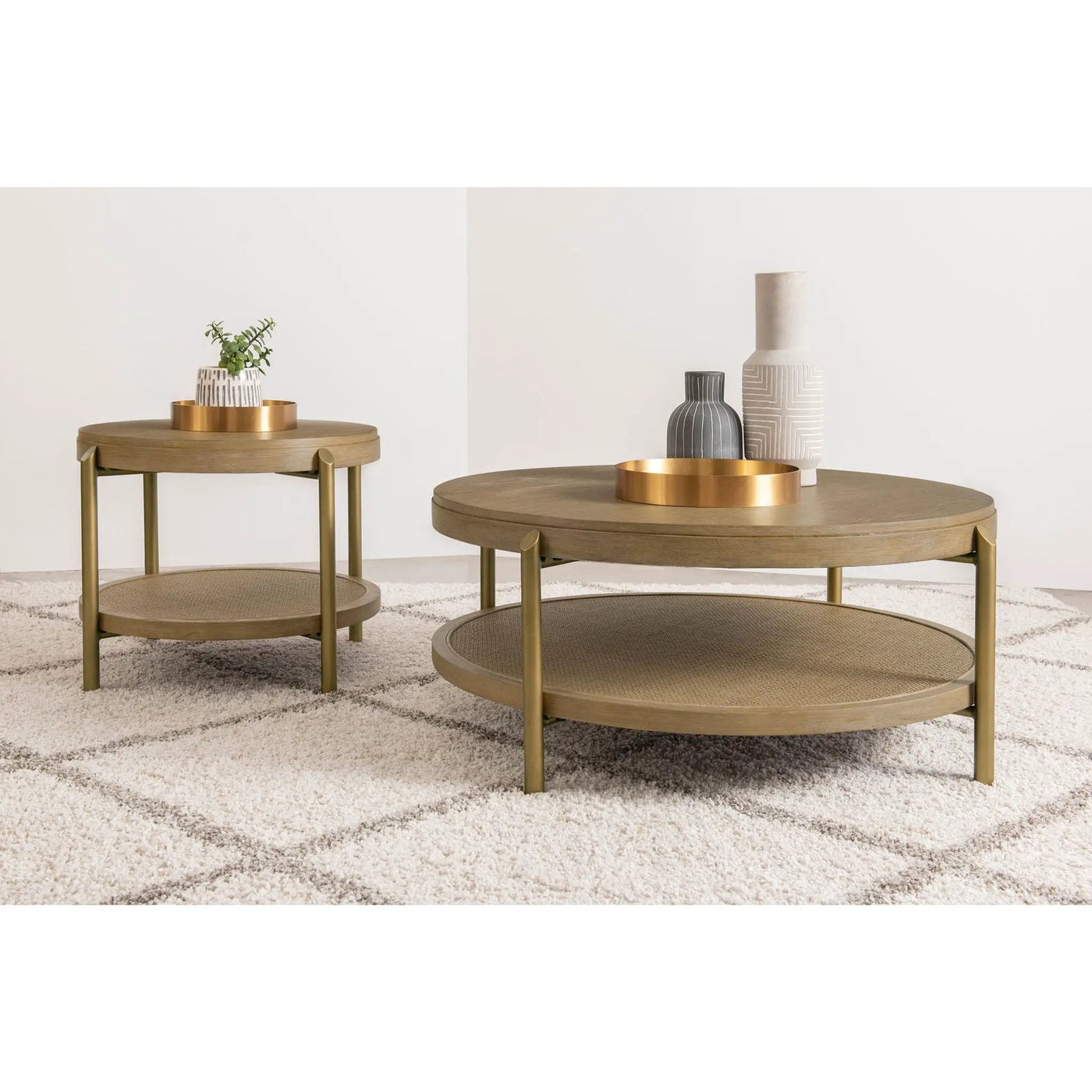 Benson - Round Coffee And End Table Set by HouseOfZazla