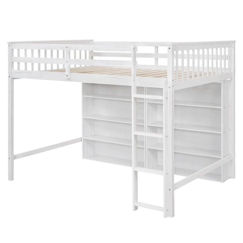 Loft Bed With 8 Open Storage Shelves And Built In Ladder by Unique Piece Furniture