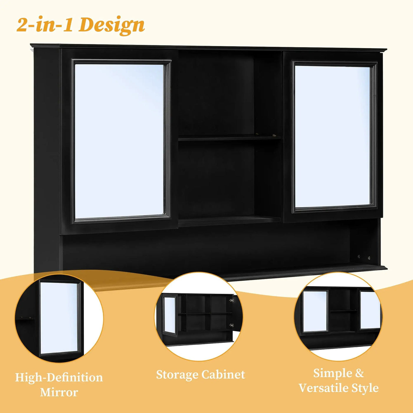 Double Sink Bathroom Vanity Set with Wall Mount Mirror Cabinet by HouseOfZazla