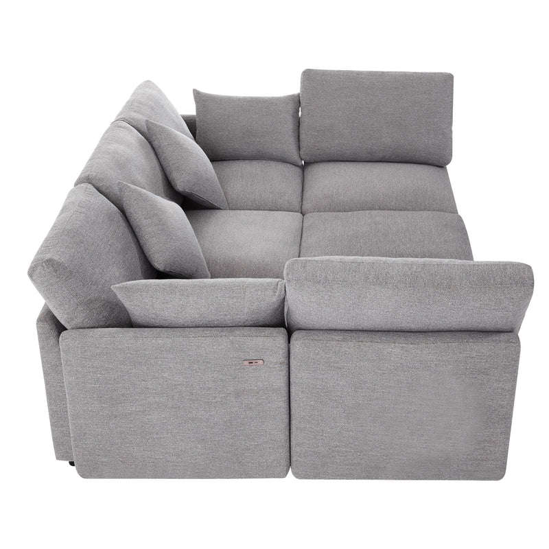 Sectional Sofa Modular U-Shaped With Ottoman & USB Ports