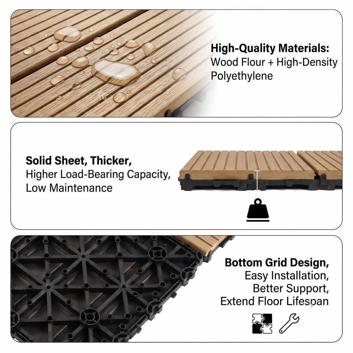 Interlocking WPC Deck Tiles 11.8"x11.8" (25 Pack), photo 5 of 8