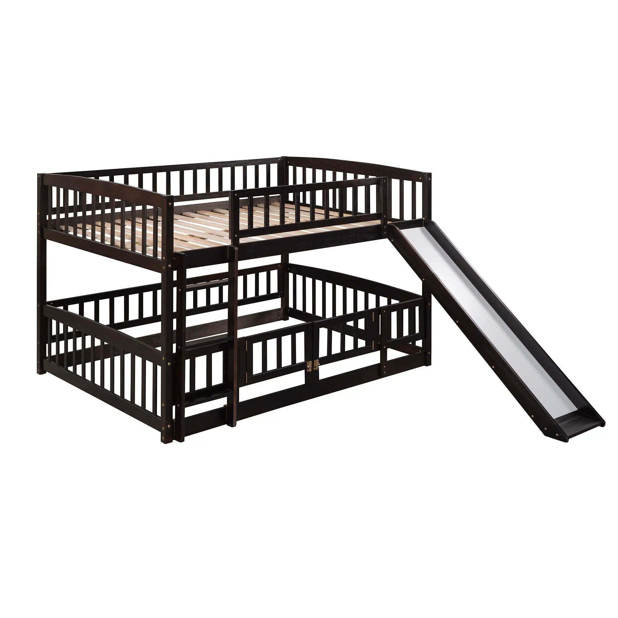 Low Bunk Bed With Slide, Fence And Ladder by Unique Piece Furniture