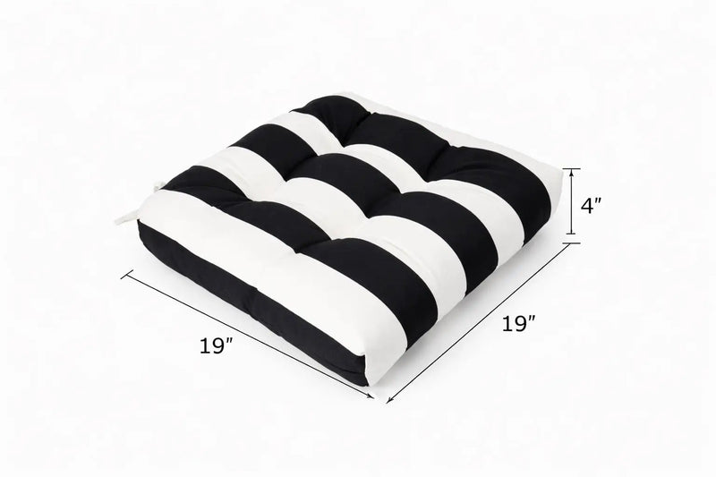 Outdoor Chair Cushions Set of 2 – Black and White Striped by HouseOfZazla