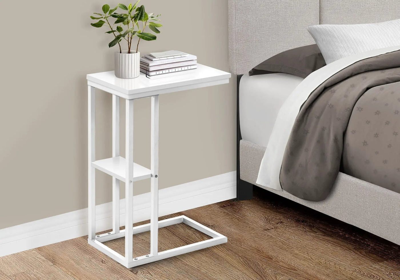 Accent Table, C - Shaped, Marble Look Contemporary & Modern Convenient Design by Unique Piece Furniture