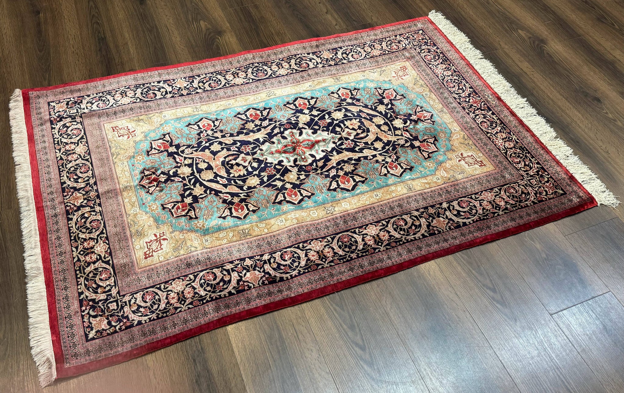 Magnificent Persian Qum Silk Rug 3x5, Exceptionally Fine 780 KPSI, Signed, Rare by Jewel Rugs