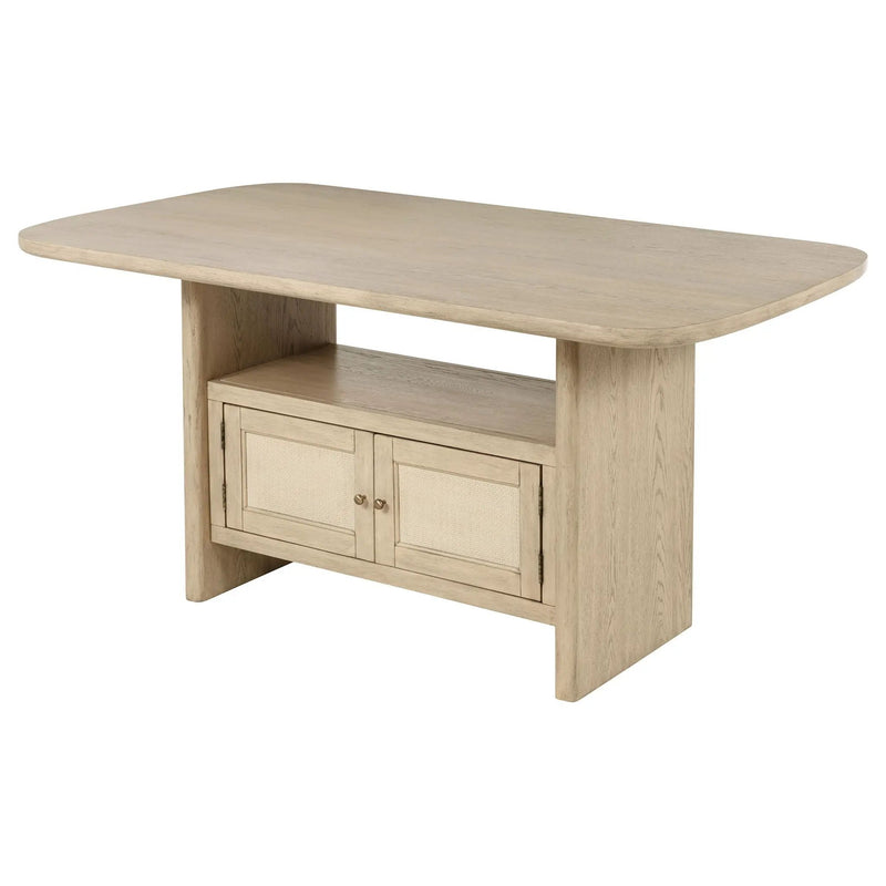 Kailani Cane Counter Height Storage Dining Table Beige Oak by Unique Piece Furniture