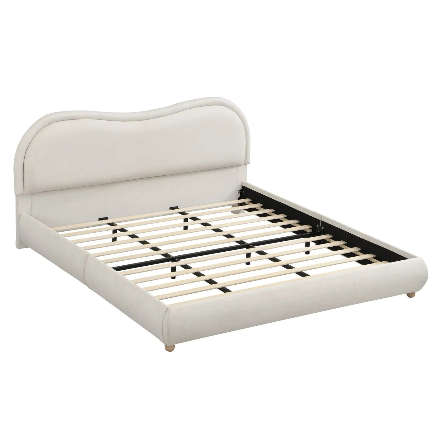 Upholstered Platform Bed Frame With Curved Headboard by HouseOfZazla