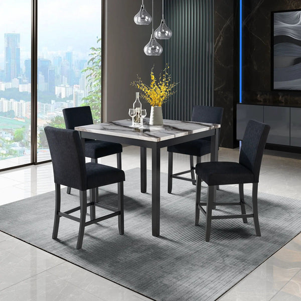 Leoncia - Bar Table And 4 Bar Stools - Espresso / White, photo 2 of 7