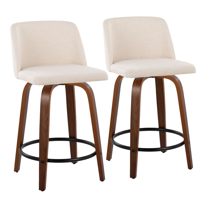 Toriano - Mid Century Modern, Fixed Height Counter Stool & Swivel And Round Footrest (Set of 2) by HouseOfZazla