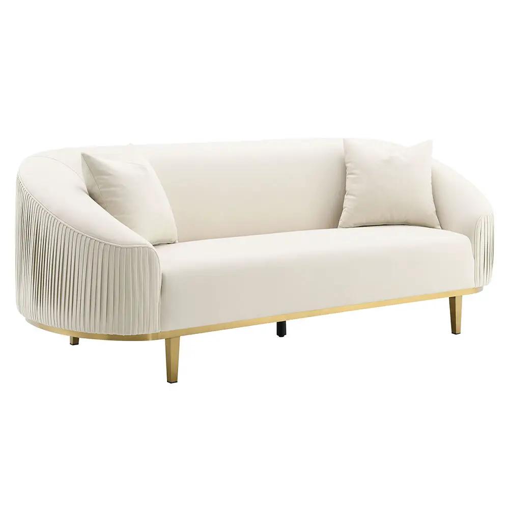 Martina - Sofa With 2 Pillows - Ivory Velvet by Unique Piece Furniture