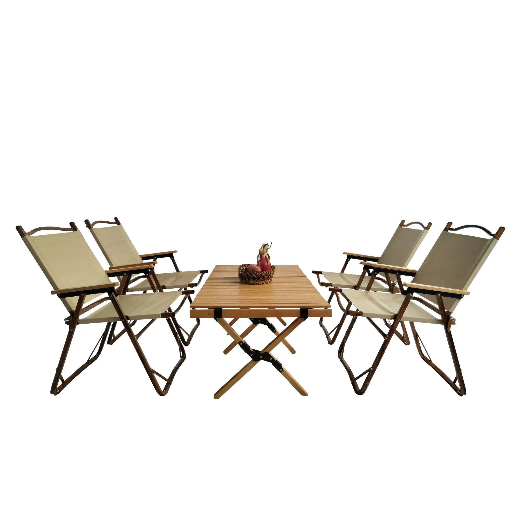5 Pieces Dining Set, Multi-Function Foldable And Portable, 1 Dining Table & 4 Folding Chairs, Indoor And Outdoor Universal For Children - Natural by Unique Piece Furniture