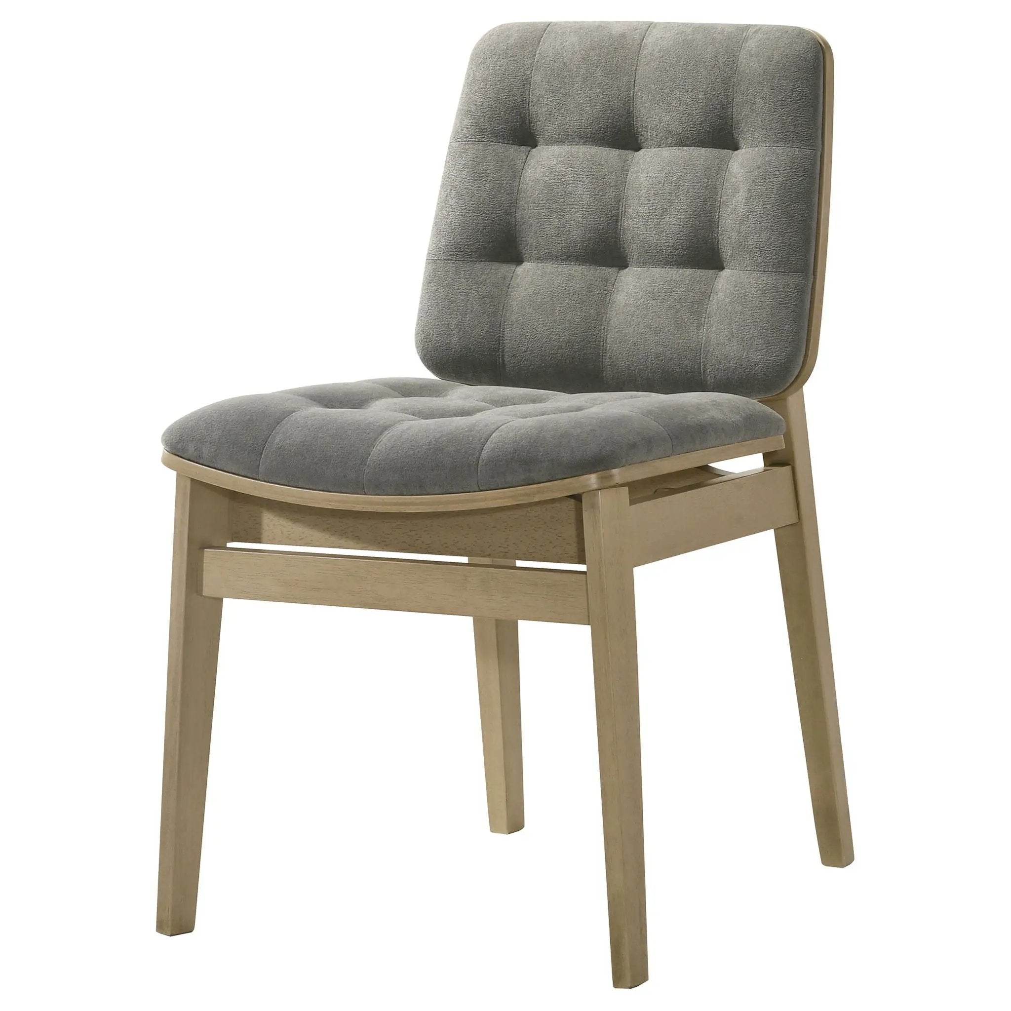 Redbridge Velvet Upholstered Side Chair Grey and Natural Oak (Set of 2) by Unique Piece Furniture