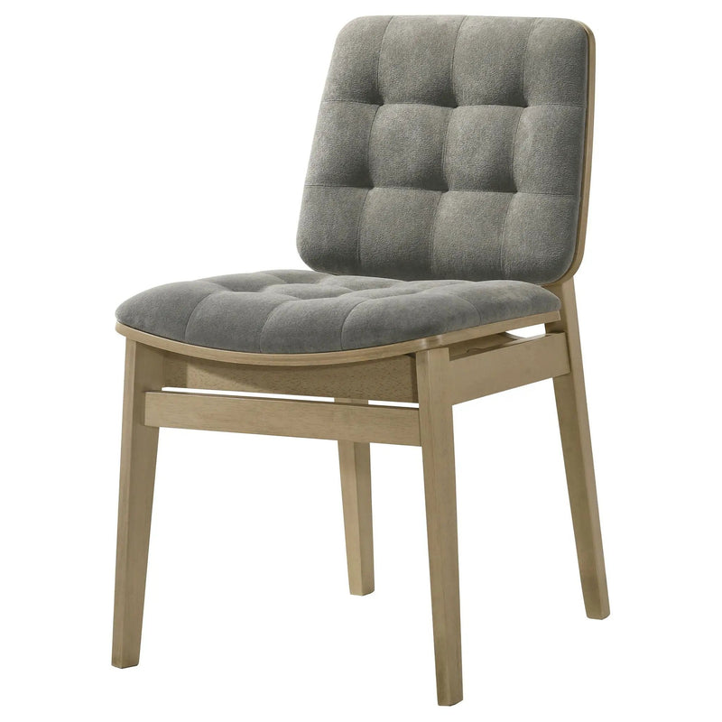 Redbridge Velvet Upholstered Side Chair Grey and Natural Oak (Set of 2) by Unique Piece Furniture
