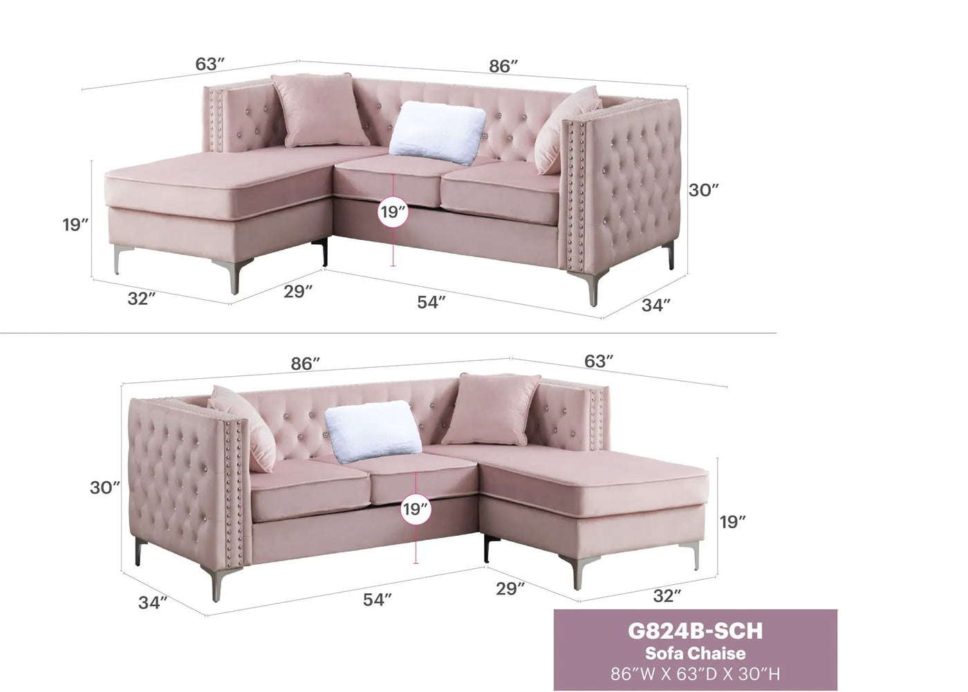 Paige - Sofa Chaise by Unique Piece Furniture