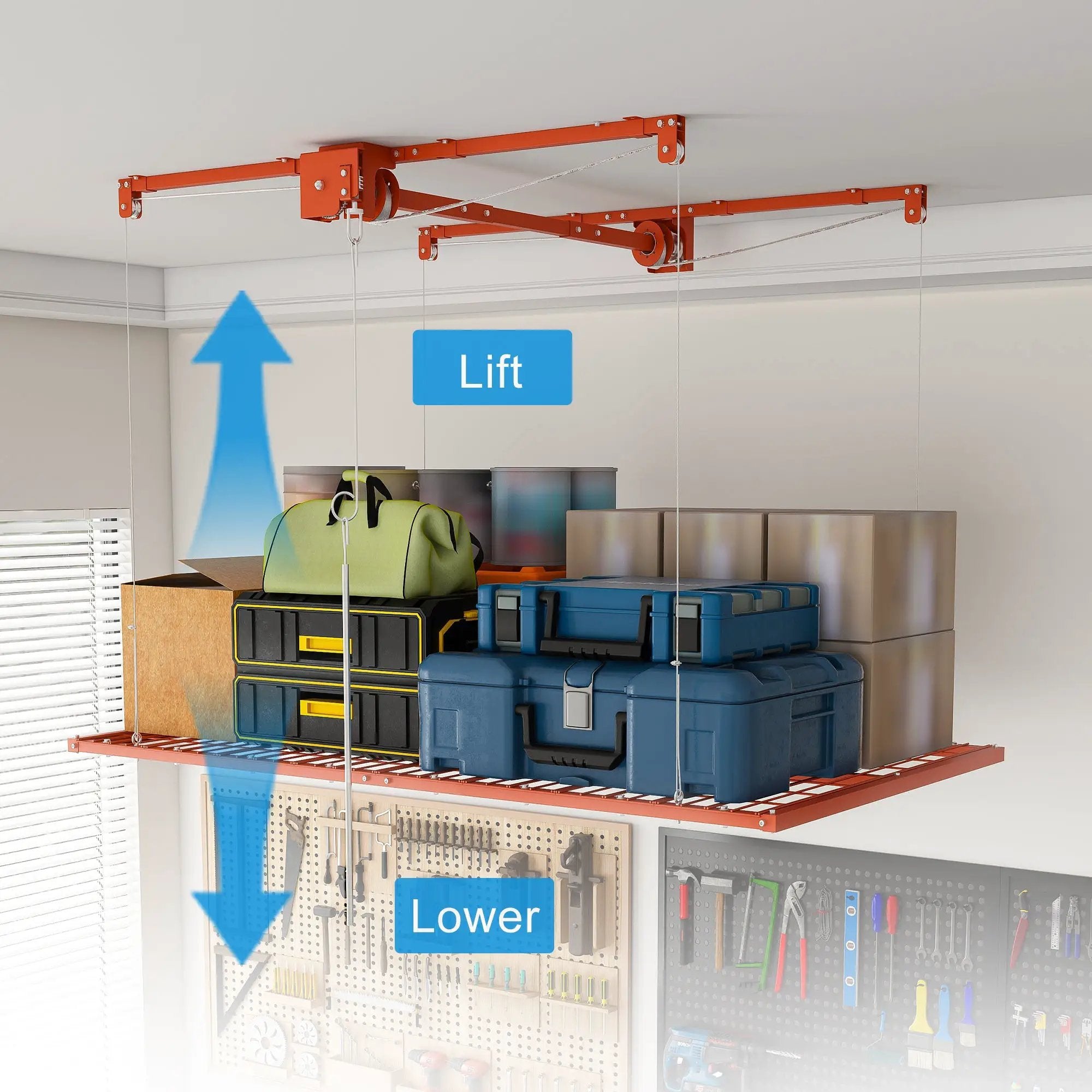 Orange Overhead Garage Storage Rack 4x8 FT by HouseOfZazla