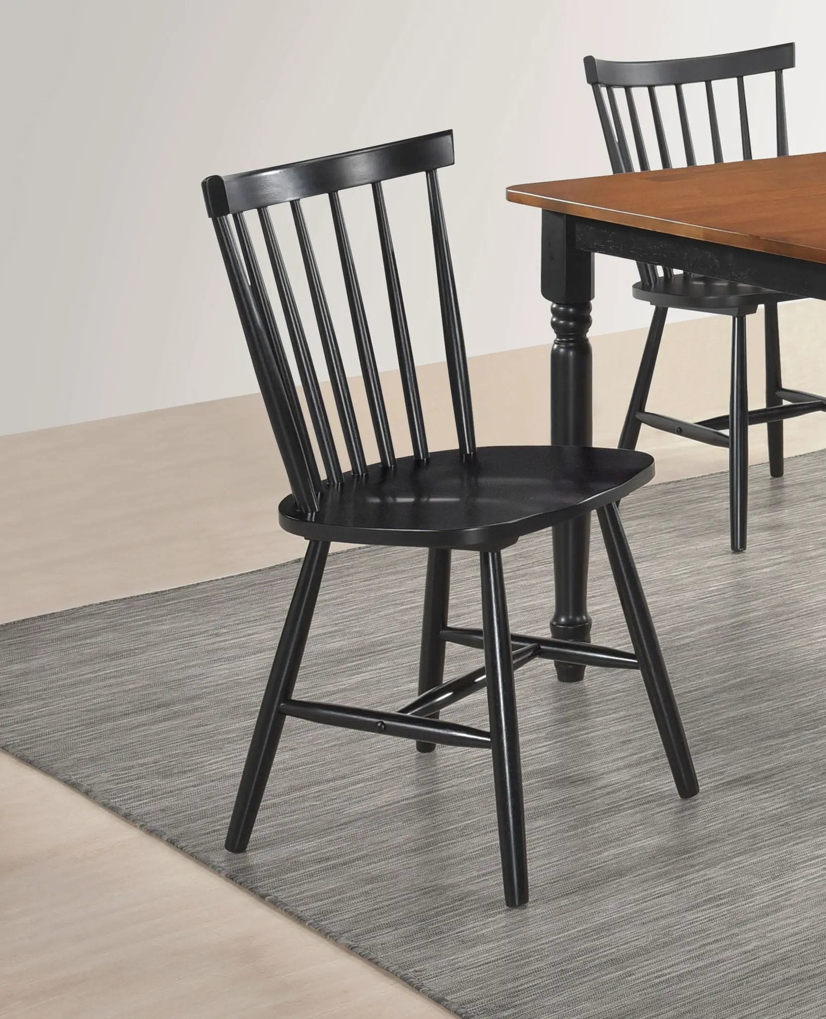 Hollyoak Windsor Wood Dining Side Chair Black (Set of 2) by Unique Piece Furniture