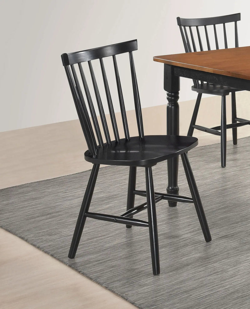 Hollyoak Windsor Wood Dining Side Chair Black (Set of 2) by Unique Piece Furniture