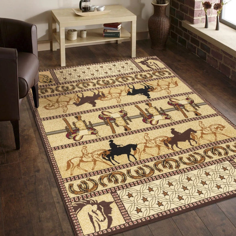 Tribes - 5'3" X 7'3" Southwest Area Rug - Beige - Polypropylene by Unique Piece Furniture