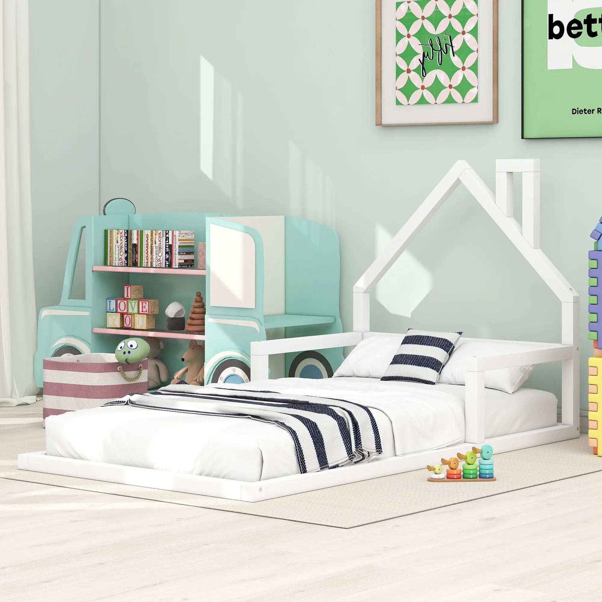 Floor Bed With House Shaped Headboard by Unique Piece Furniture