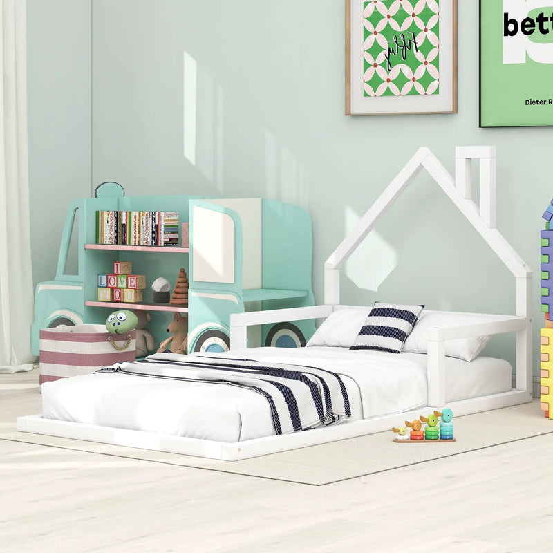 Floor Bed With House Shaped Headboard by Unique Piece Furniture