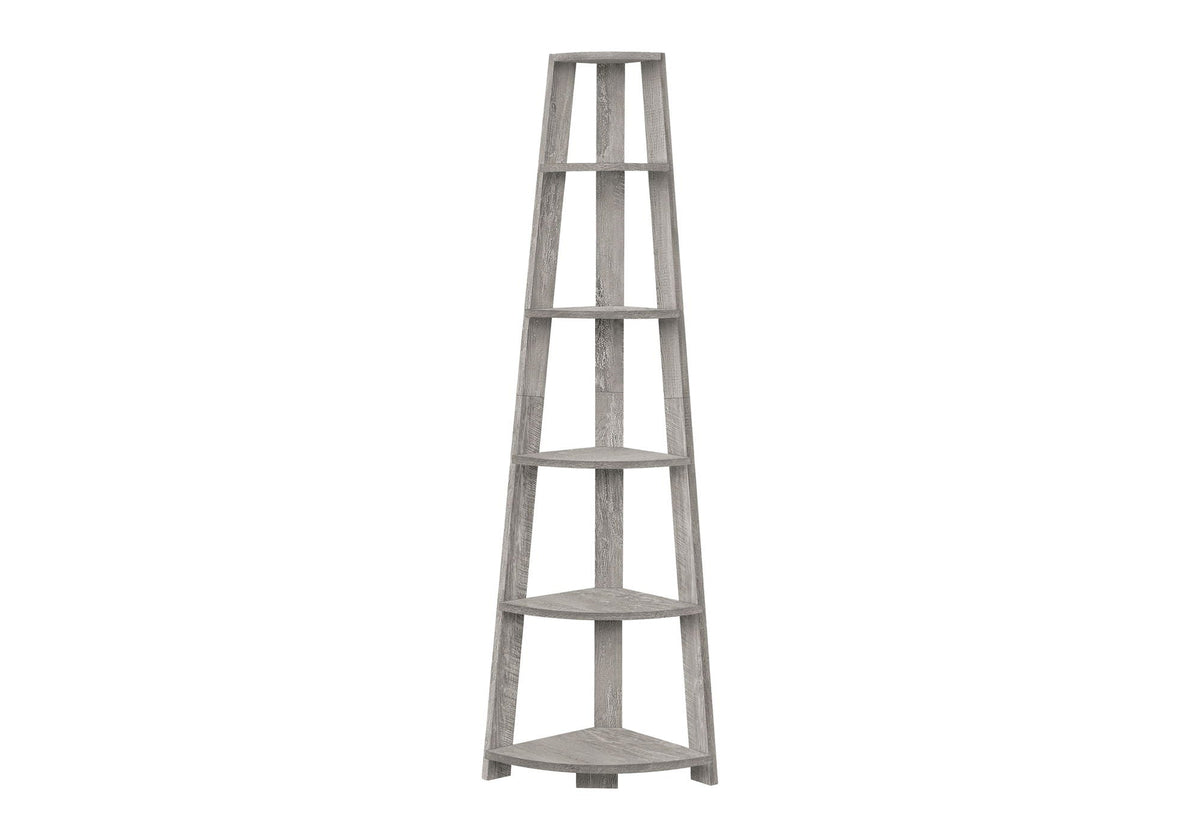 5-Tier Corner Bookshelf with Fixed Shelves - Particle Board, Black, White, Dark Brown, Dark Gray