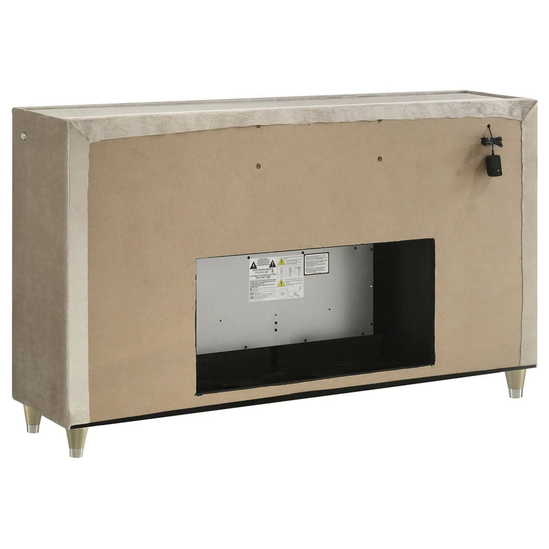Lorient 8-drawer LED Bedroom Flame Box Dresser Ivory Camel by Unique Piece Furniture