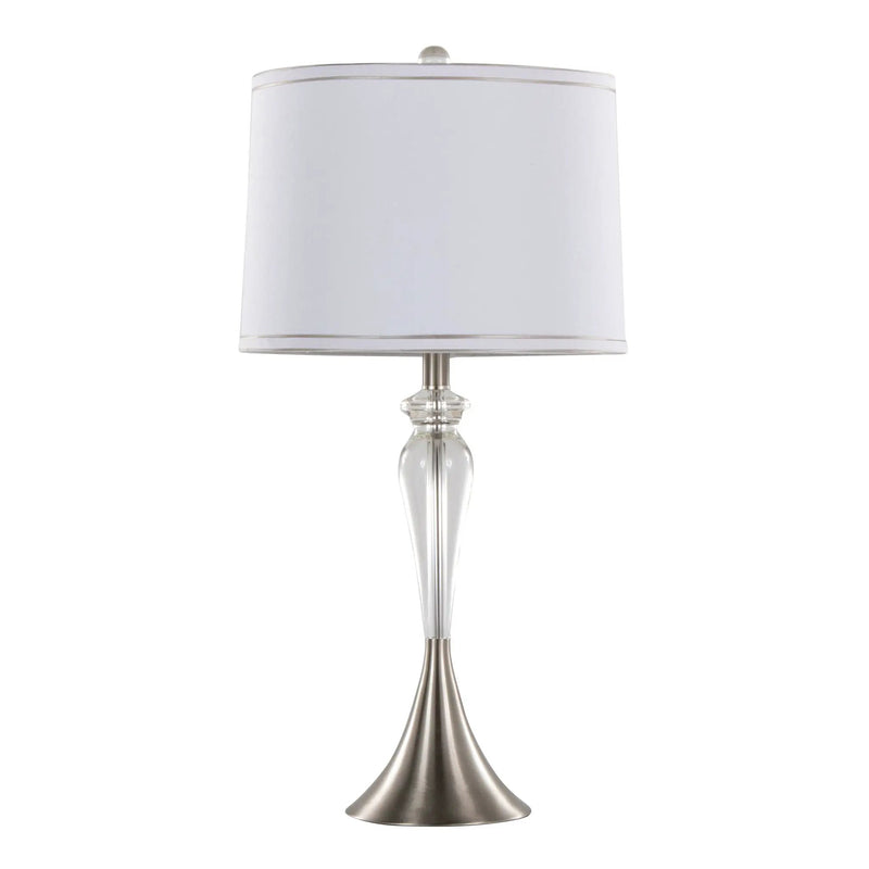 Ashland - Contemporary Crystal Table Lamp (Set of 2) - Clear Crystal / Nickel / White by HouseOfZazla