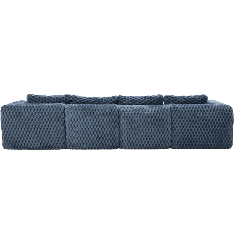 Modular Sectional Sofa, Boneless Couch With 2 Movable Ottomans