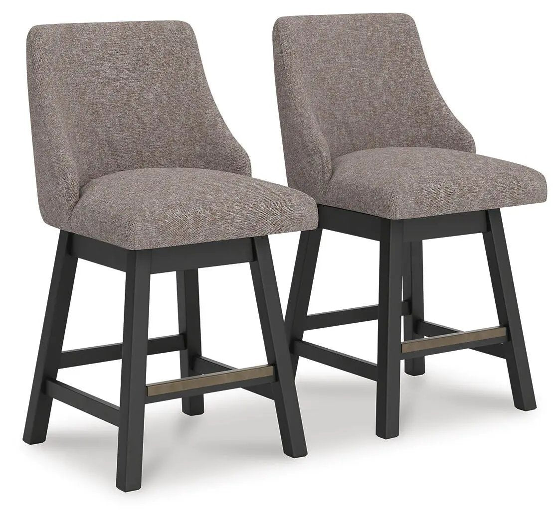 Neymorton - Upholstered Swivel Barstool (Set of 2) - Dark Grayish Brown by Unique Piece Furniture