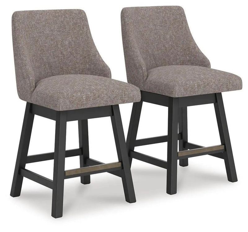 Neymorton - Upholstered Swivel Barstool (Set of 2) - Dark Grayish Brown by Unique Piece Furniture