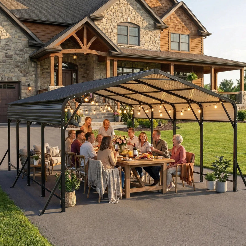 20'x20' Galvanized Steel Carport Canopy by HouseOfZazla