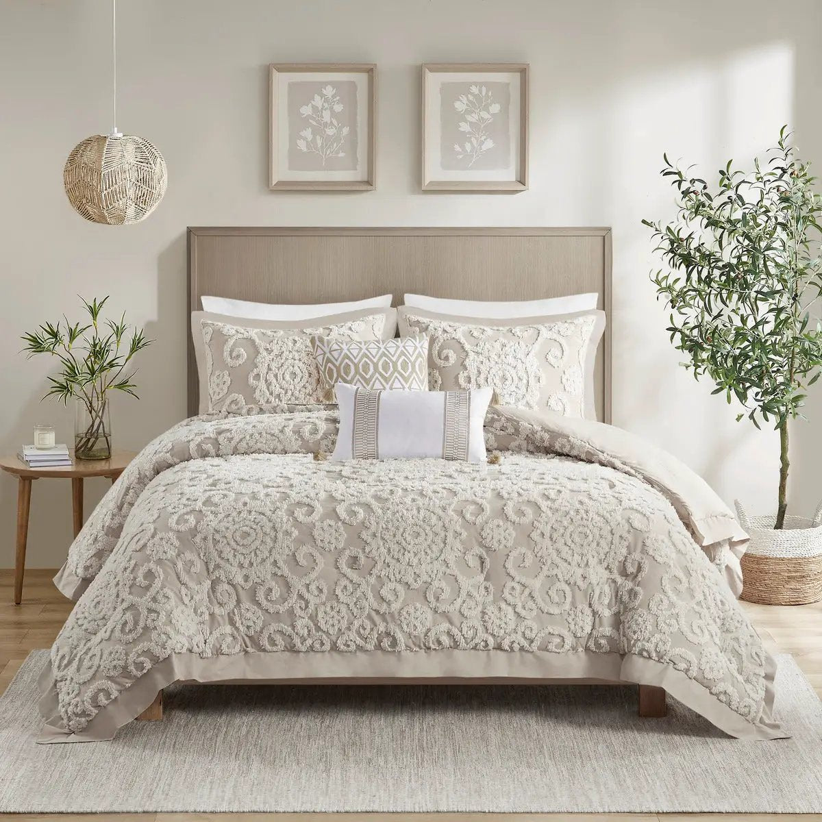 Cotton Comforter Mini Set Taupe King by HouseOfZazla