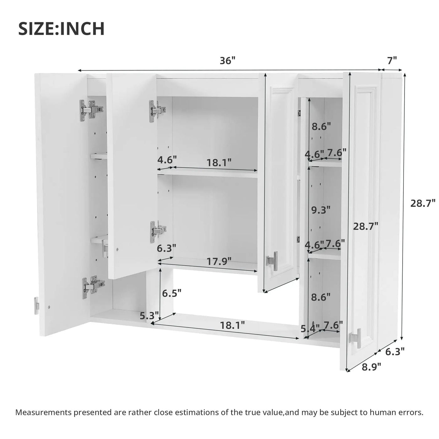 Wall Mounted Bathroom Cabinet With 5 Adjustable Shelves by HouseOfZazla