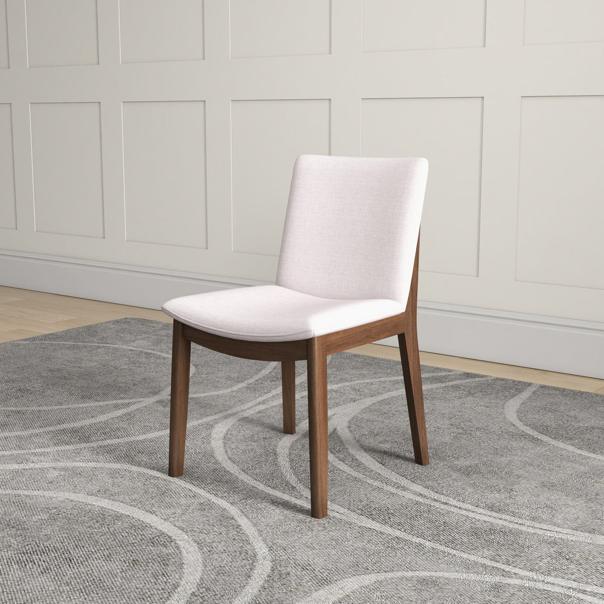 Mid-Century Modern Solid Wood Dining Chair Set with Fabric Upholstery - Multiple Colors, photo 23 of 40