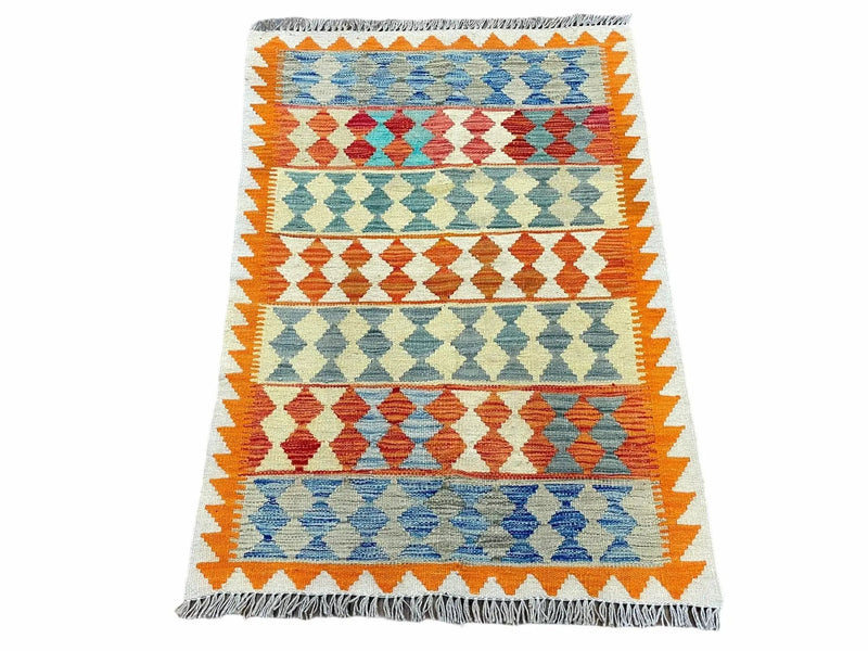 Small Chobi Kilim Rug 3x4 Colorful Diamond Kilim Small Turkish Multicolor Kilim with Diamond Pattern Wool Flatweave Nice by Jewel Rugs