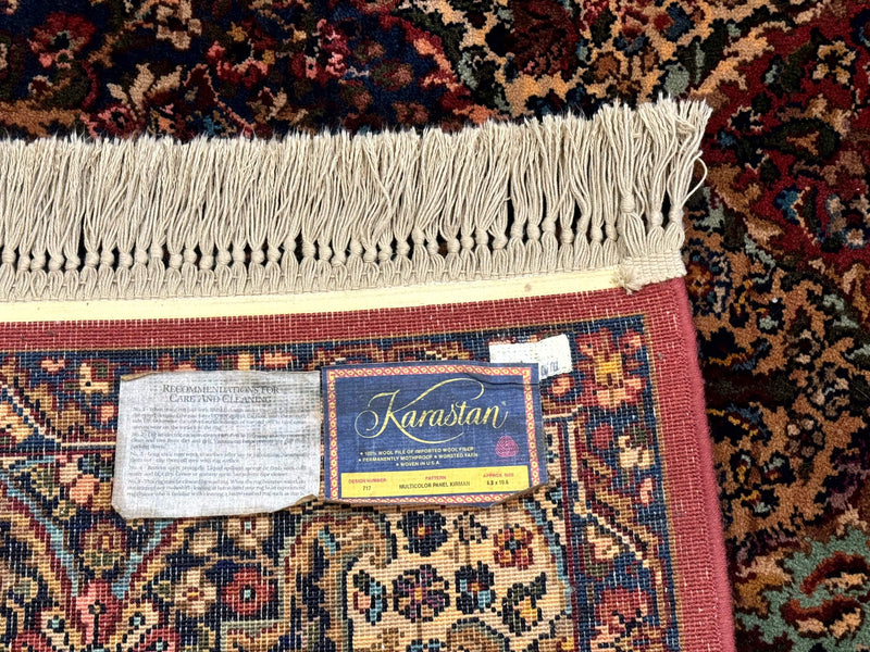 Karastan Rug 8.8 x 10.6, Multicolor Panel Kirman Rug #717, Original 700 Series, Wool by Jewel Rugs