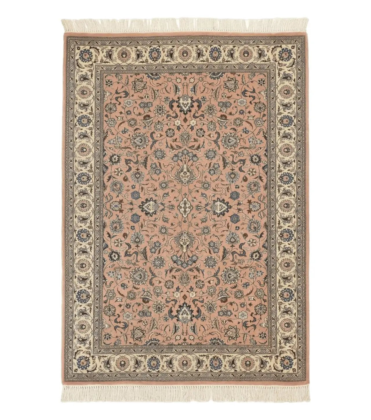 Pak Persian Rug 4x6, Pink and Cream, Very Fine 225 KPSI, Handmade Wool Oriental Carpet by Jewel Rugs