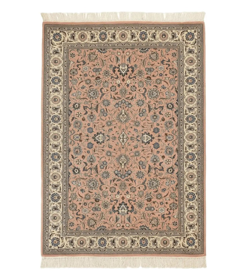 Pak Persian Rug 4x6, Pink and Cream, Very Fine 225 KPSI, Handmade Wool Oriental Carpet by Jewel Rugs
