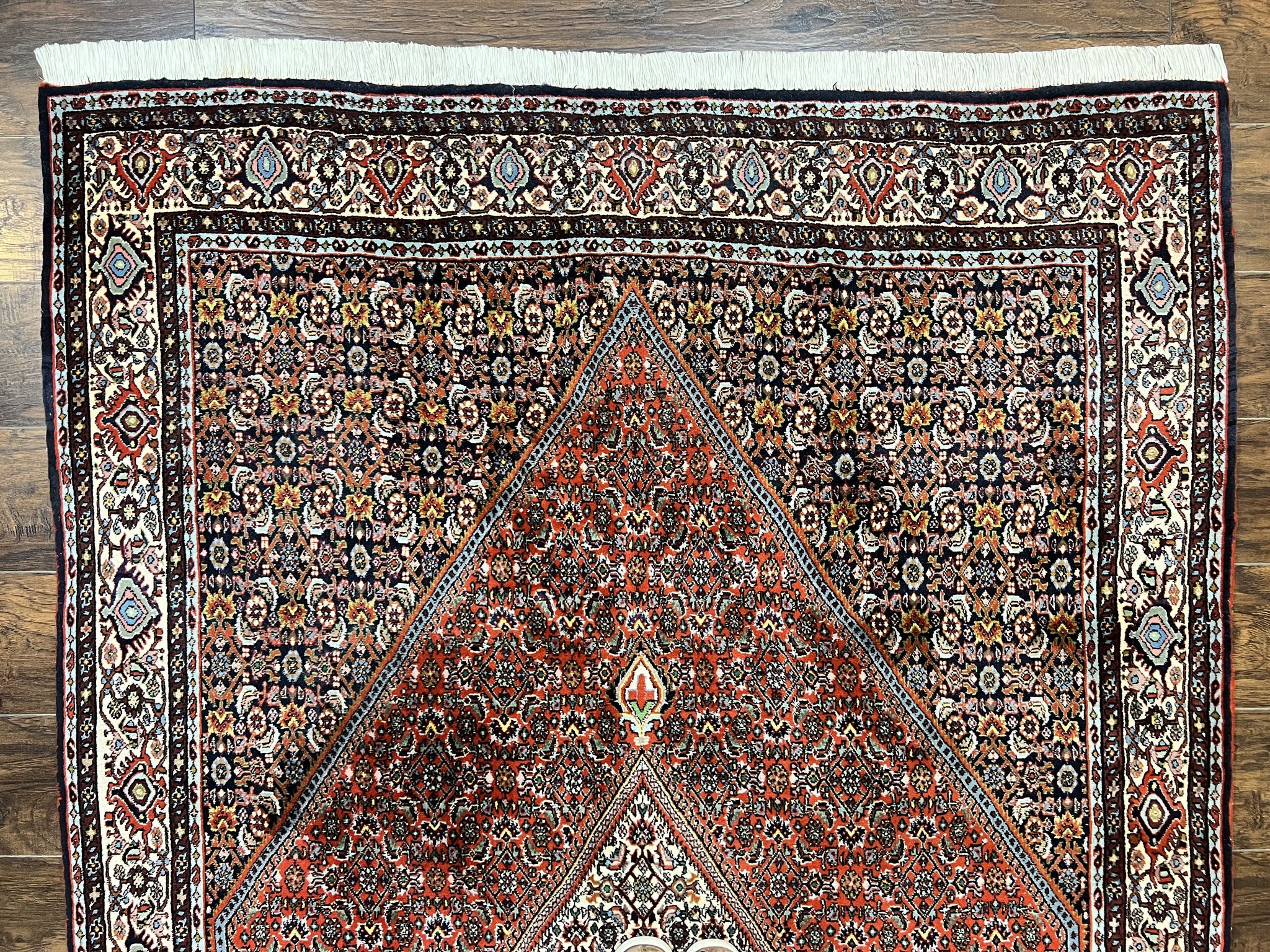 Persian Bidjar Rug 5x10, Wool Hand Knotted Vintage Carpet, Highly Detailed, Mahi Herati Pattern, 5 x 10 Oriental Rug by Jewel Rugs