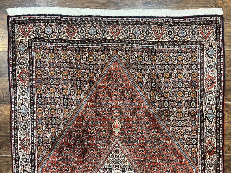 Persian Bidjar Rug 5x10, Wool Hand Knotted Vintage Carpet, Highly Detailed, Mahi Herati Pattern, 5 x 10 Oriental Rug by Jewel Rugs