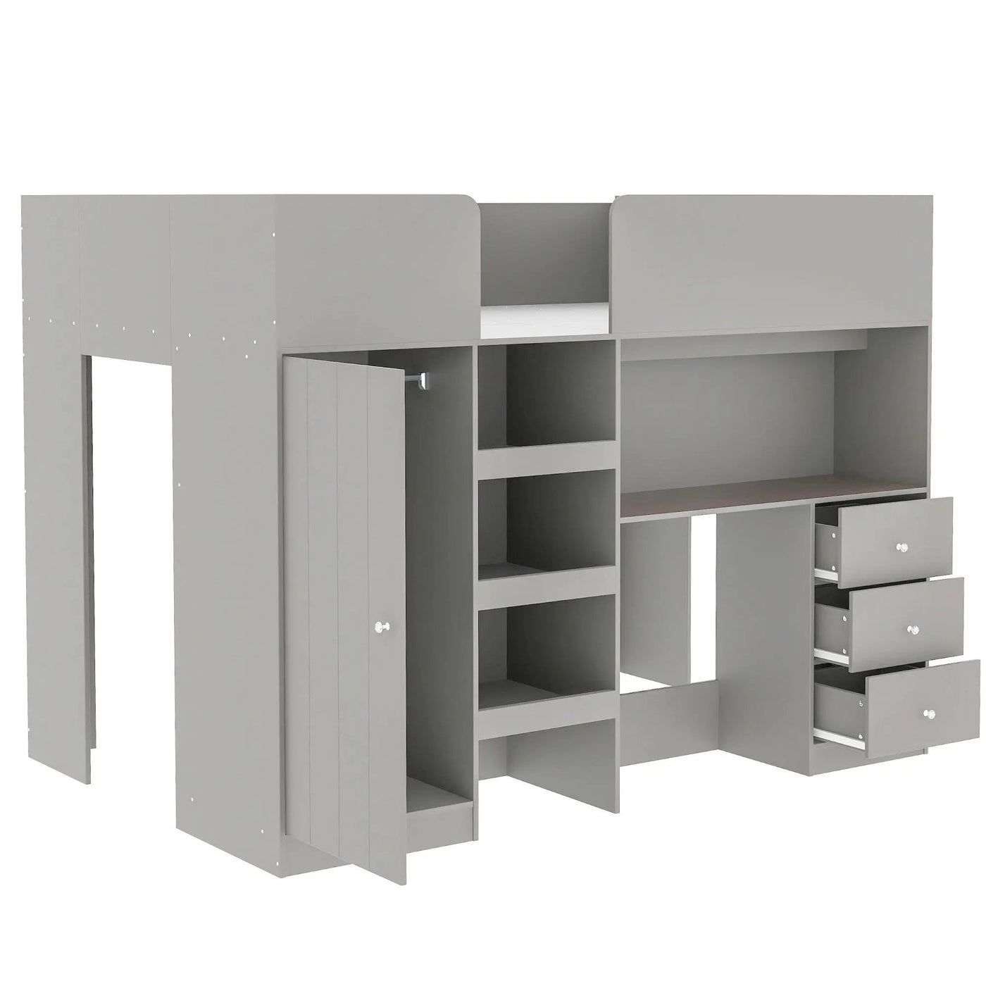 Loft Bed With Built In Wardrobe, Desk, Shelves, And Drawers by HouseOfZazla