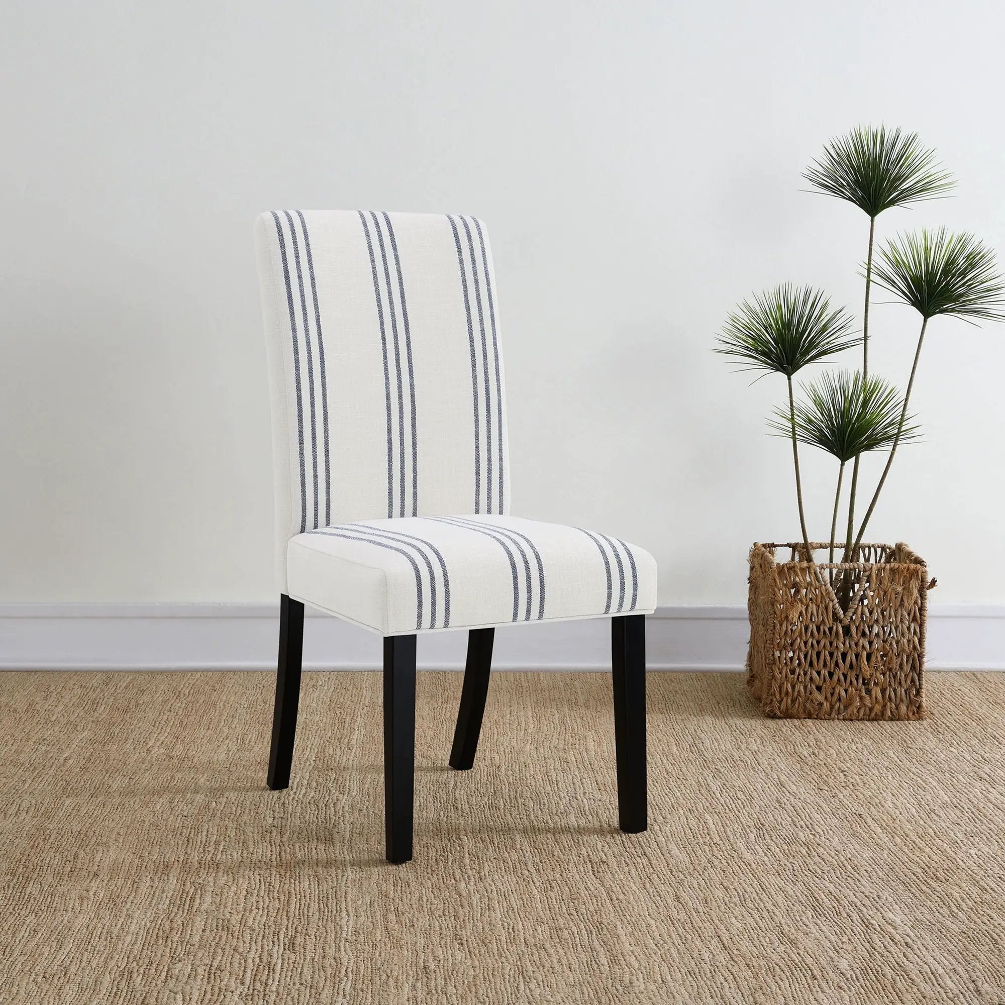 Draper - Upholstered Dining Chair (Set of 2) With Vertical Stripes - Beige by HouseOfZazla