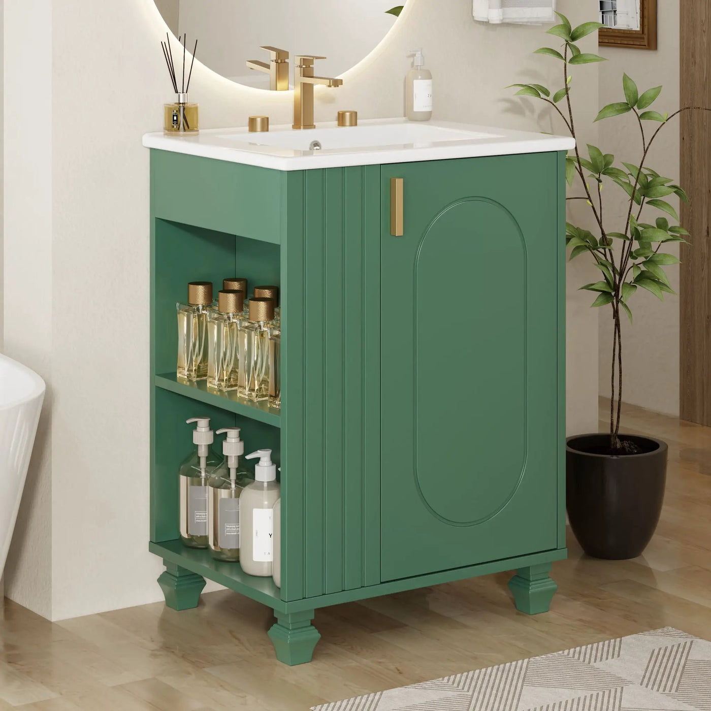 Classic Retro Bathroom Vanity With Sink, Door Shelf, Side Open Storage Frame by HouseOfZazla