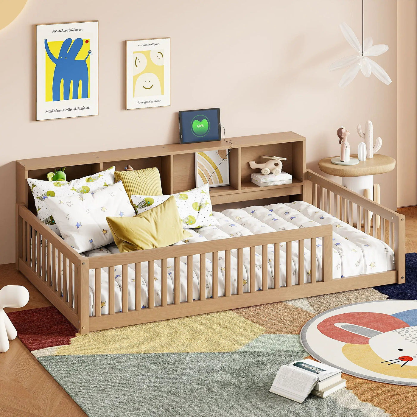 Floor Bed With Storage Cabinets And USB Ports by HouseOfZazla