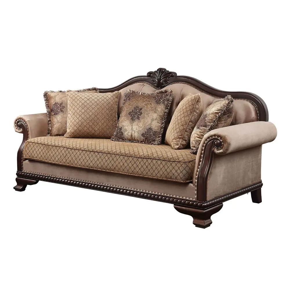 Chateau De Ville - Sofa With 5 Pillows (Same Lv01588) - Fabric & Espresso by Unique Piece Furniture