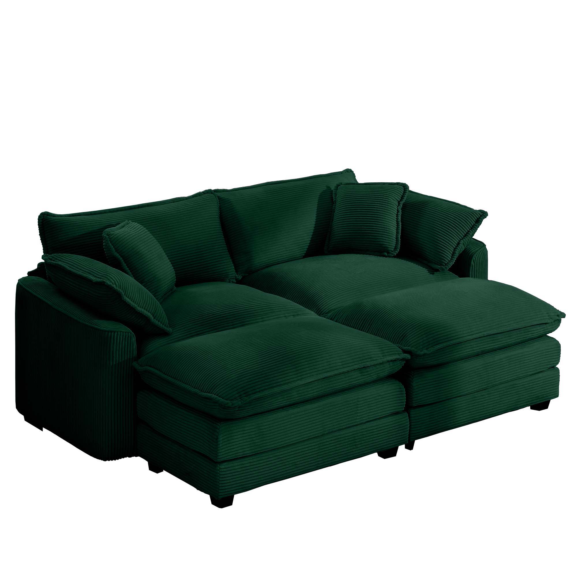 Modern Oversized Modular Cushion Sofa With Ottoman, Low Back, Deep Seating Sofa Set by Unique Piece Furniture