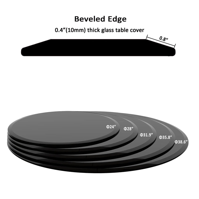 38.6" Round Tempered Glass Table Top Glass Beveled Polished Edge by HouseOfZazla