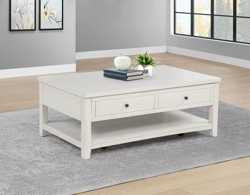 Payne 48-inch Mobile Lift Top Coffee Table Distressed White by Unique Piece Furniture