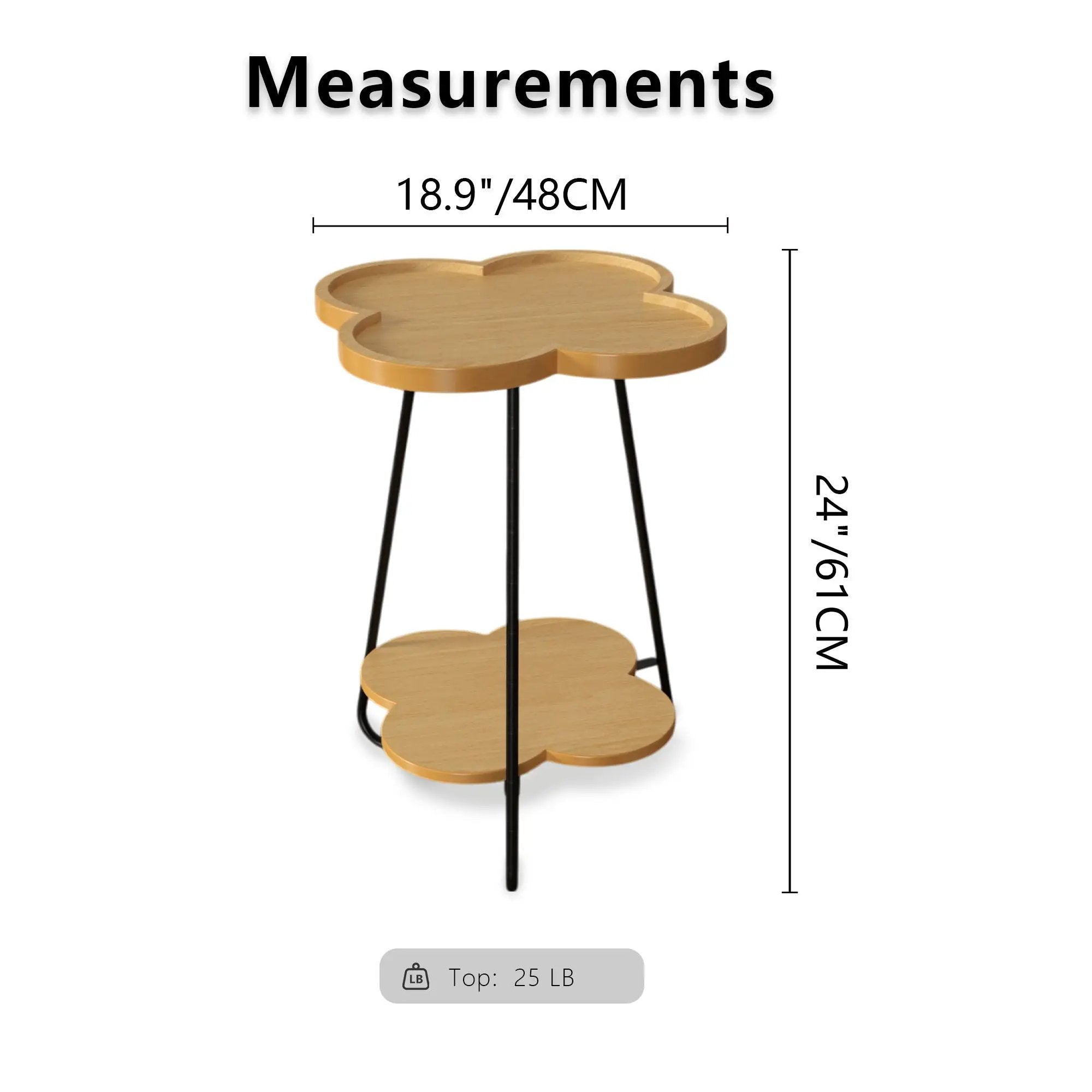 Petal Shape Accent Side Table - Acacia Wood by HouseOfZazla